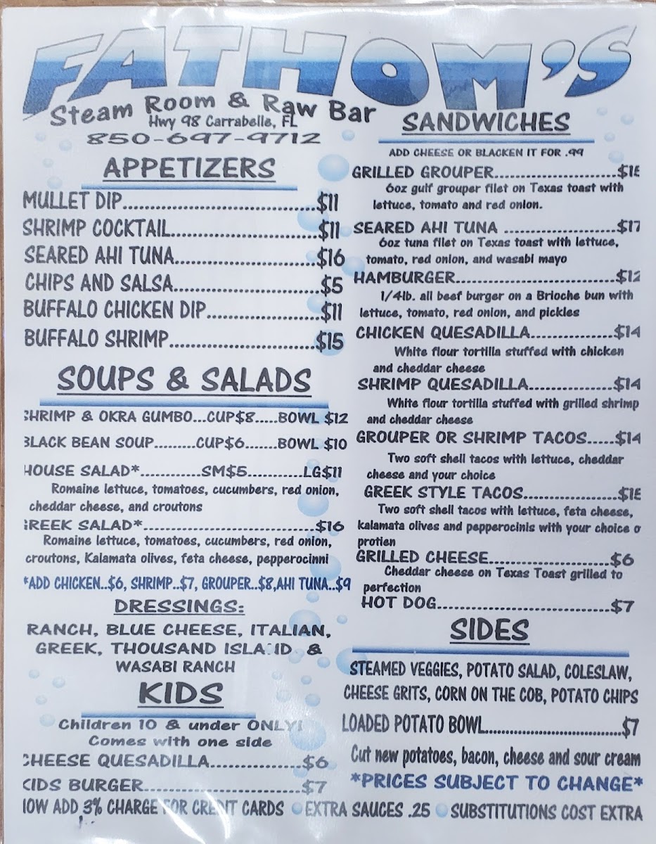 Menu Fathoms Restaurant-5